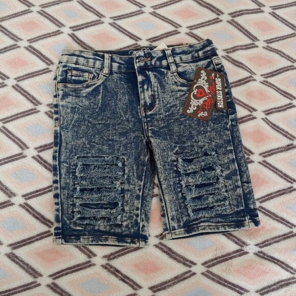 2x New Acid Wash Girls Denim Jeans Shorts Size 10 - Picture 5 of 5